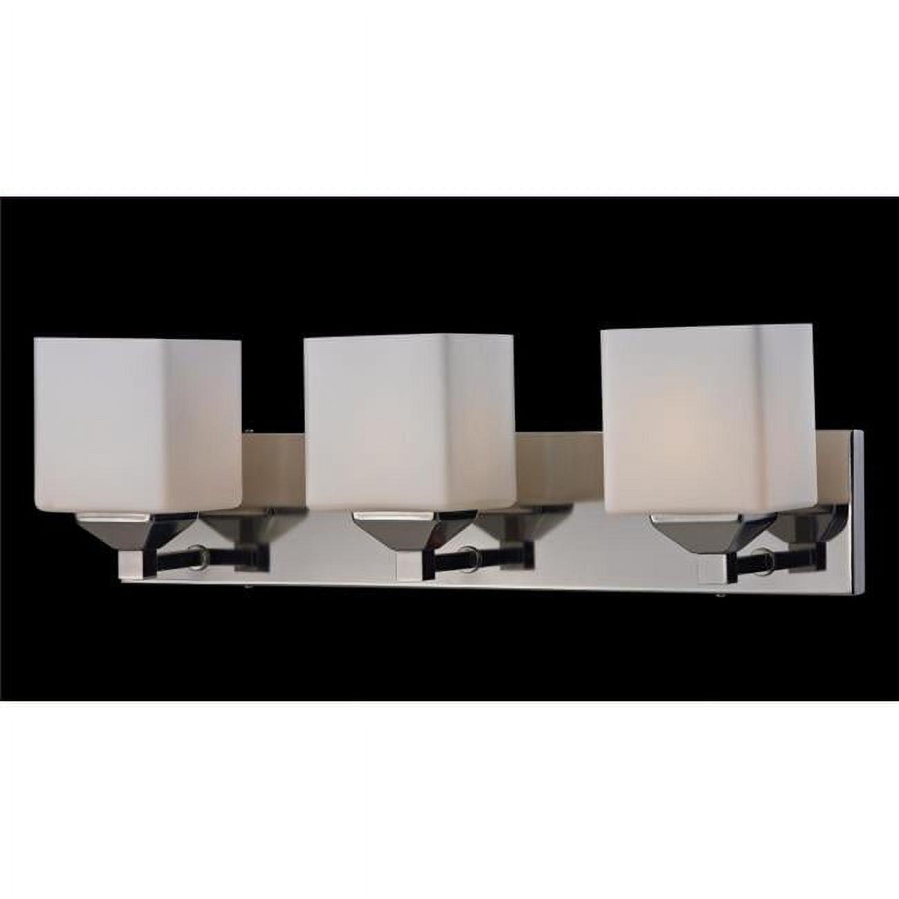 Quube Chrome 3-Light Vanity with Opal Shades