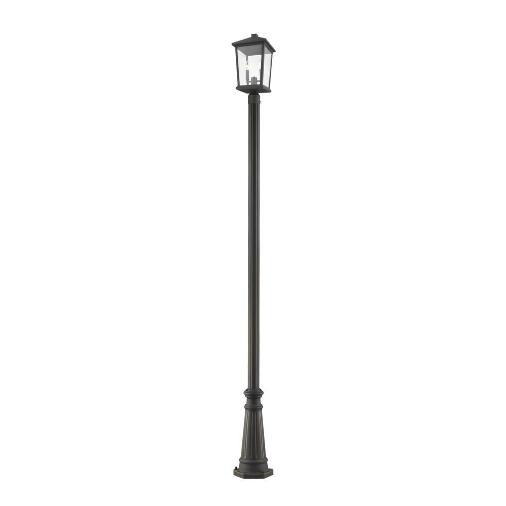 Seoul Oil Rubbed Bronze Outdoor Post Lantern with Glass Shade