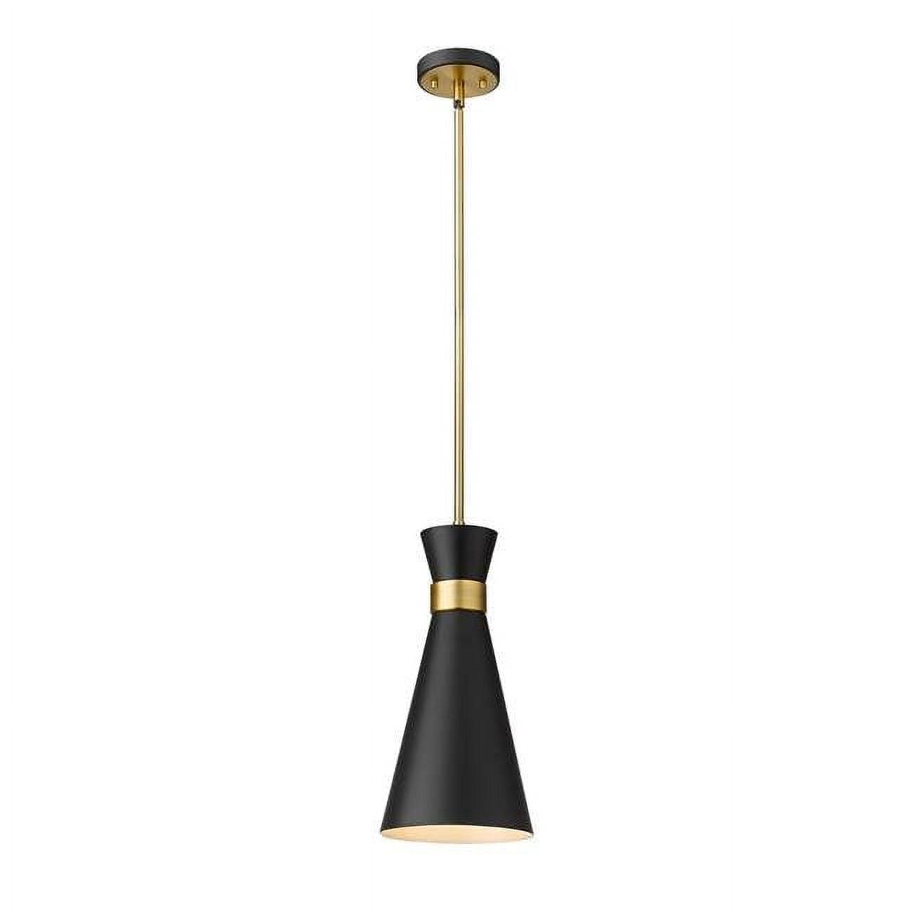 Soriano 8" Matte Black and Heritage Brass Steel Globe Pendant Light