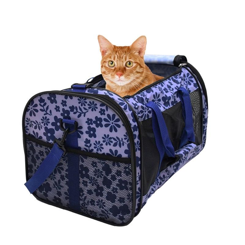 Blue Floral Soft-Sided Airline Approved Pet Carrier