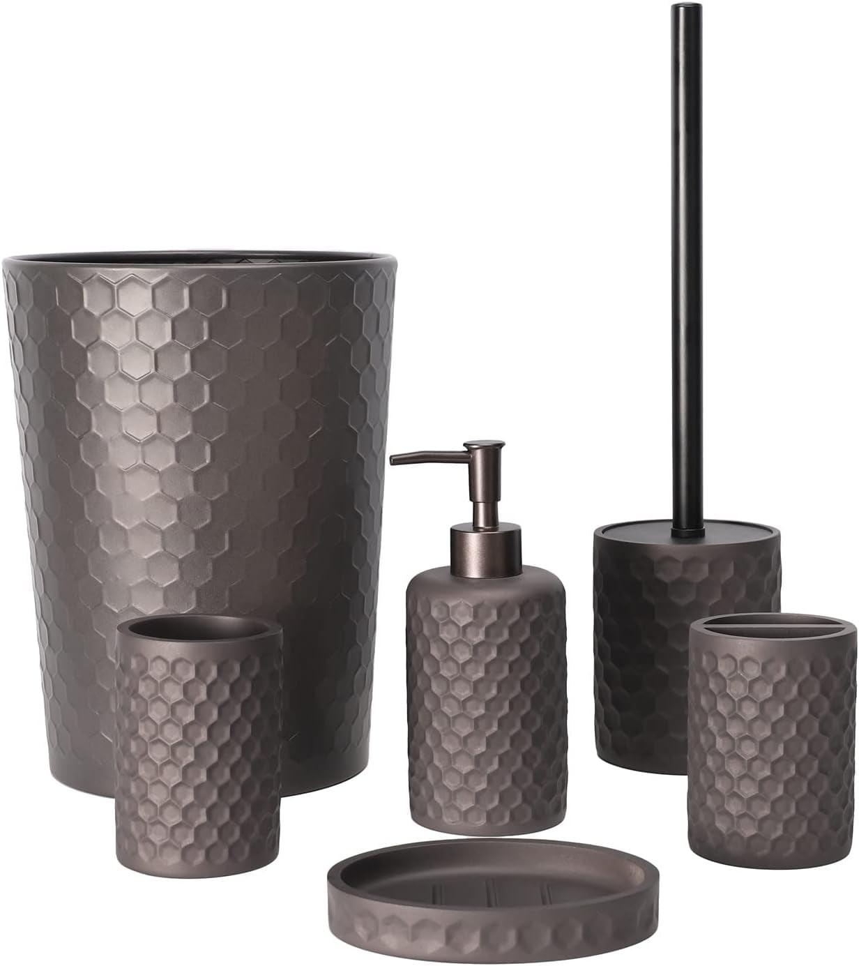 Dracelo 6-Piece Gray Resin Bathroom Accessory Set