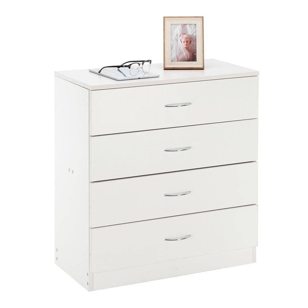 XIAOTAO White 4 Drawer Dresser for Bedroom, Modern Nightstand Storage Chest of Drawer, Wooden Side Table End Table, Living Room, Reception Room