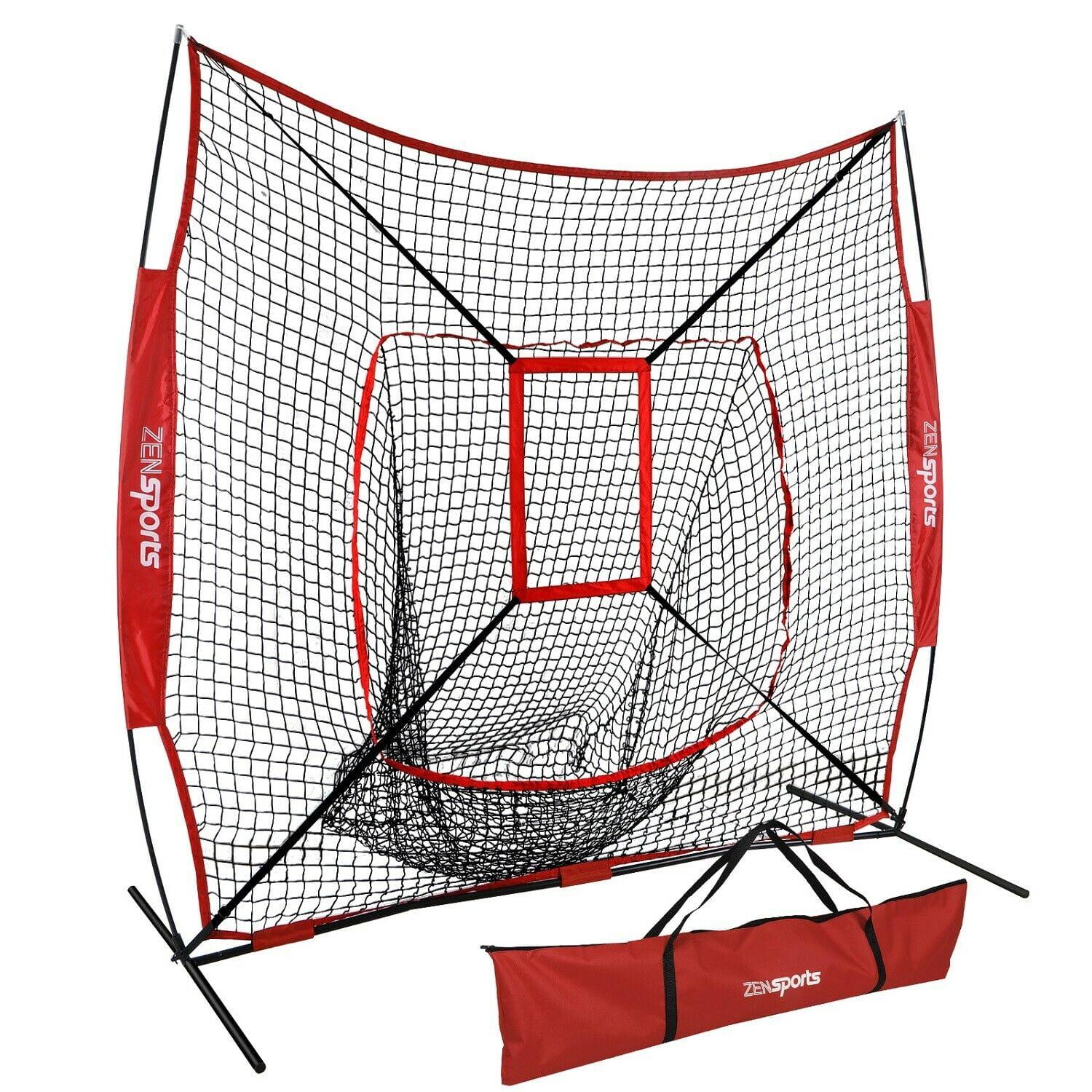 Zeny 7' x 7' Baseball Softball Practice Net Hitting Pitching Training Net w/Strike Zone,Bow Frame & Carry Bag