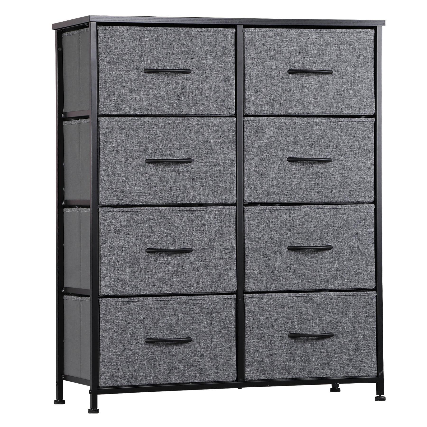 Charcoal Modern 8-Drawer Fabric Storage Dresser with Metal Frame