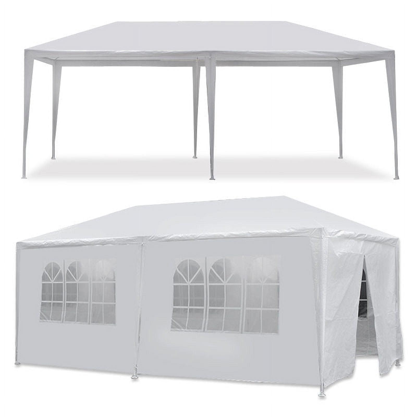 ZENSTYLE Gazebo Party Outdoor Tent in White,10 x 20' with 6 Side Walls Wedding Canopy Cater Events