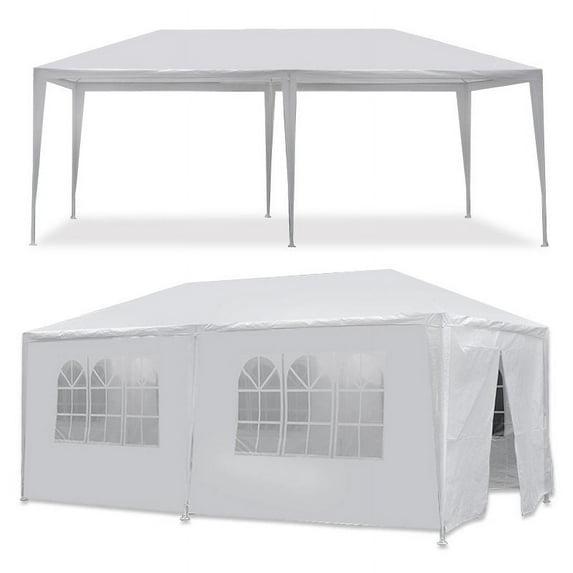 ZENSTYLE Gazebo Party Outdoor Tent in White,10 x 20' with 6 Side Walls Wedding Canopy Cater Events