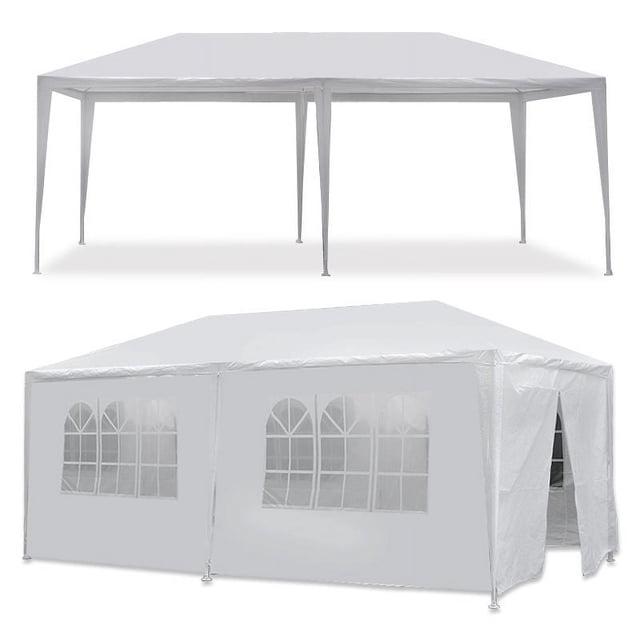 ZENSTYLE Gazebo Party Outdoor Tent in White,10 x 20' with 6 Side Walls Wedding Canopy Cater Events