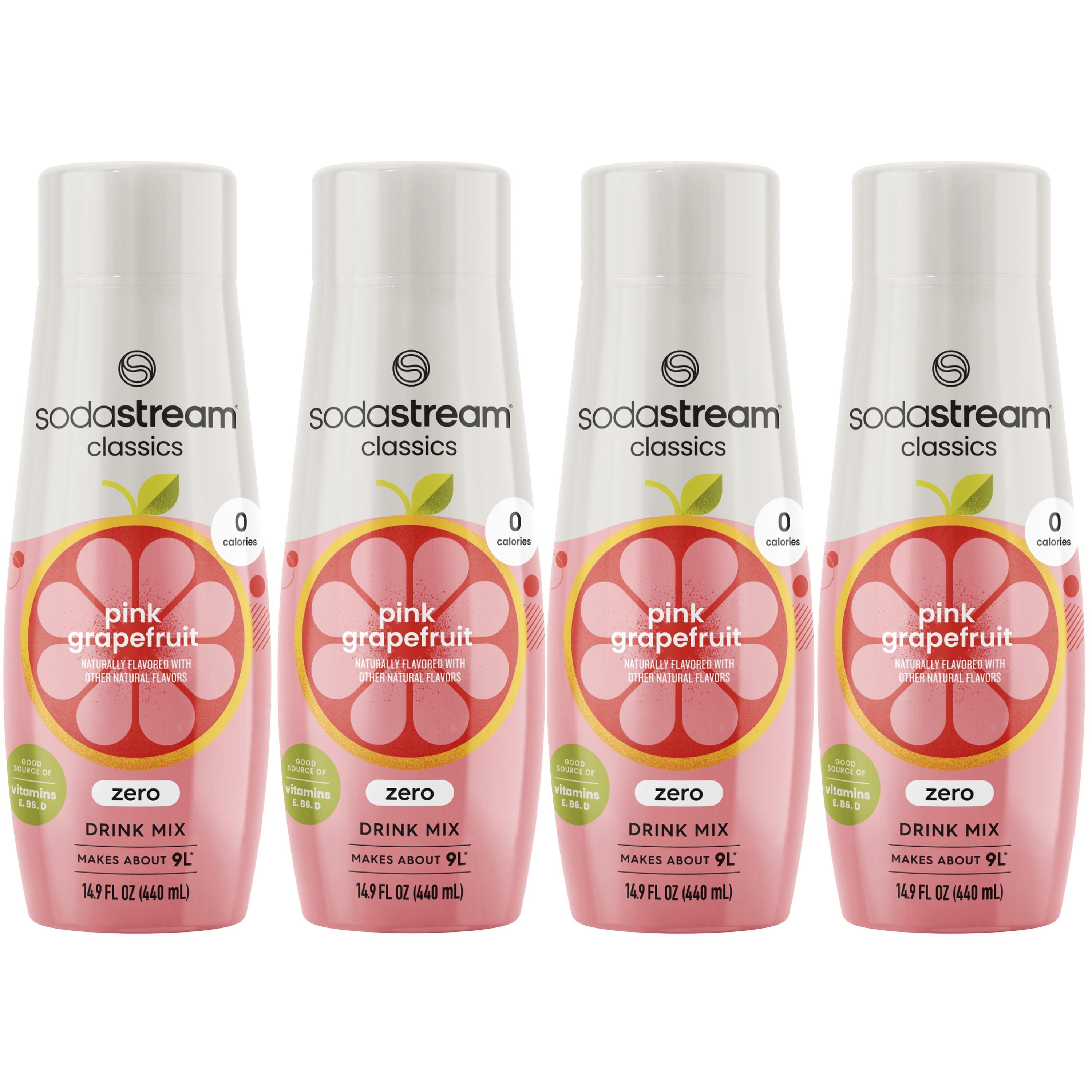 SodaStream Pink Grapefruit Zero Drink Mix 14.9 fl oz/4pk: Soda Streamer Flavor Syrup, Liquid Concentrate, Still, 440g