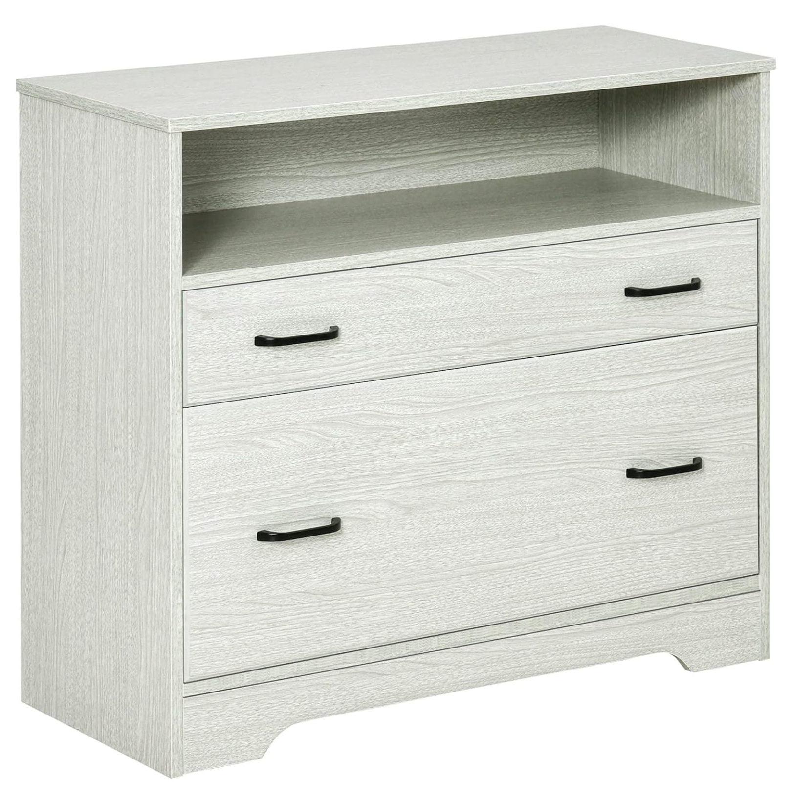 Gray 2-Drawer Lateral File Cabinet with Shelf