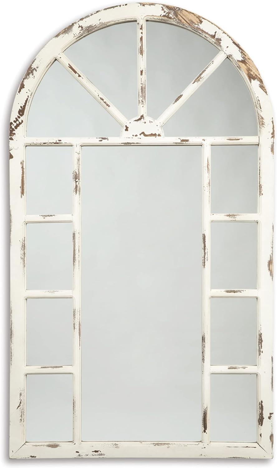 White Distressed Wood Rectangular Accent Mirror, 30" x 52"