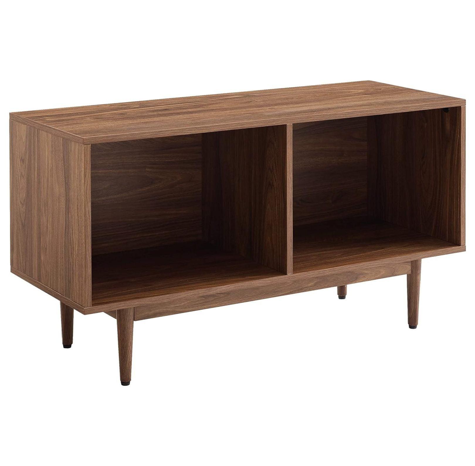 Liam Mid-Century Walnut Record Storage Console - 45in