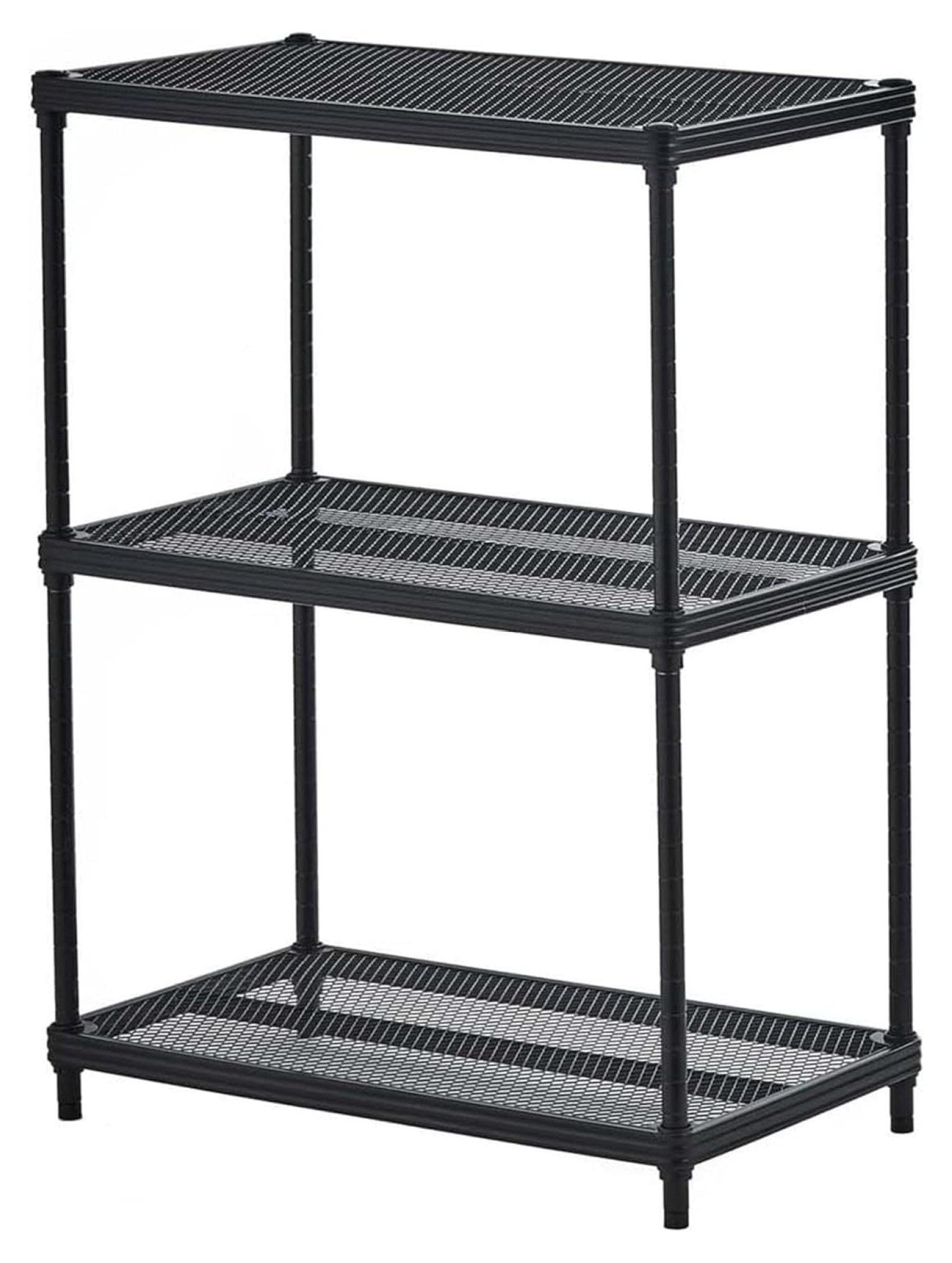 Adjustable Black Wire 3-Tier Utility Shelving Unit