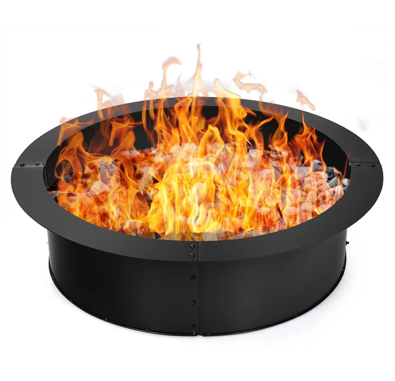 Ring, Fire Ring Insert DIY Campfire Liner, Heavy Duty Steel Liner, Smokeless 36-Inch Outer/30-Inch Inner Diameter for Camping Outdoors, Backyard Garden Wood Burning 36x30x10 inch