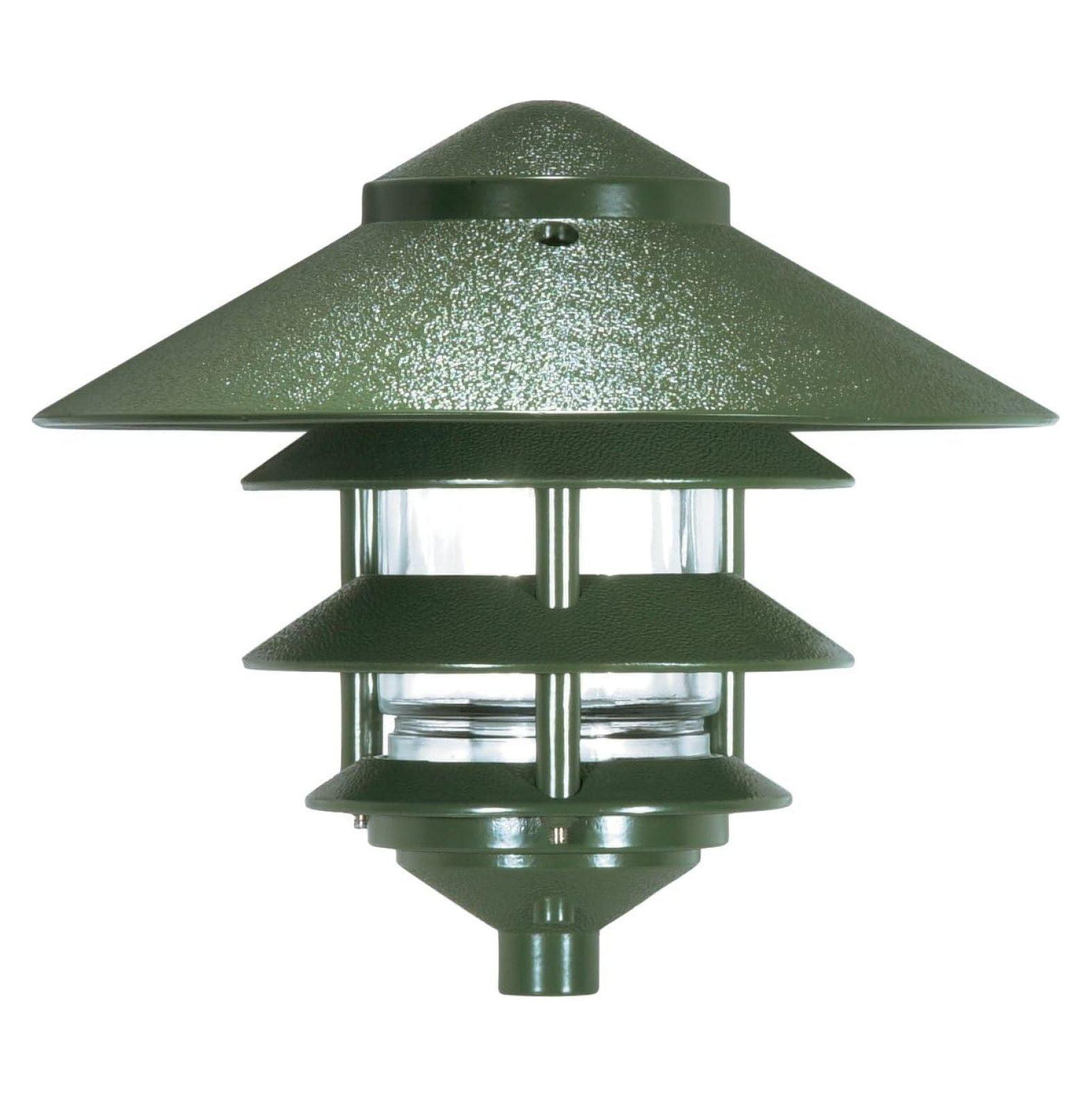 PaFagwy 76/636 One 2 Louver Hood Outdoor Pagoda Landscape Pathway Light, 3 Tier-Large, Green