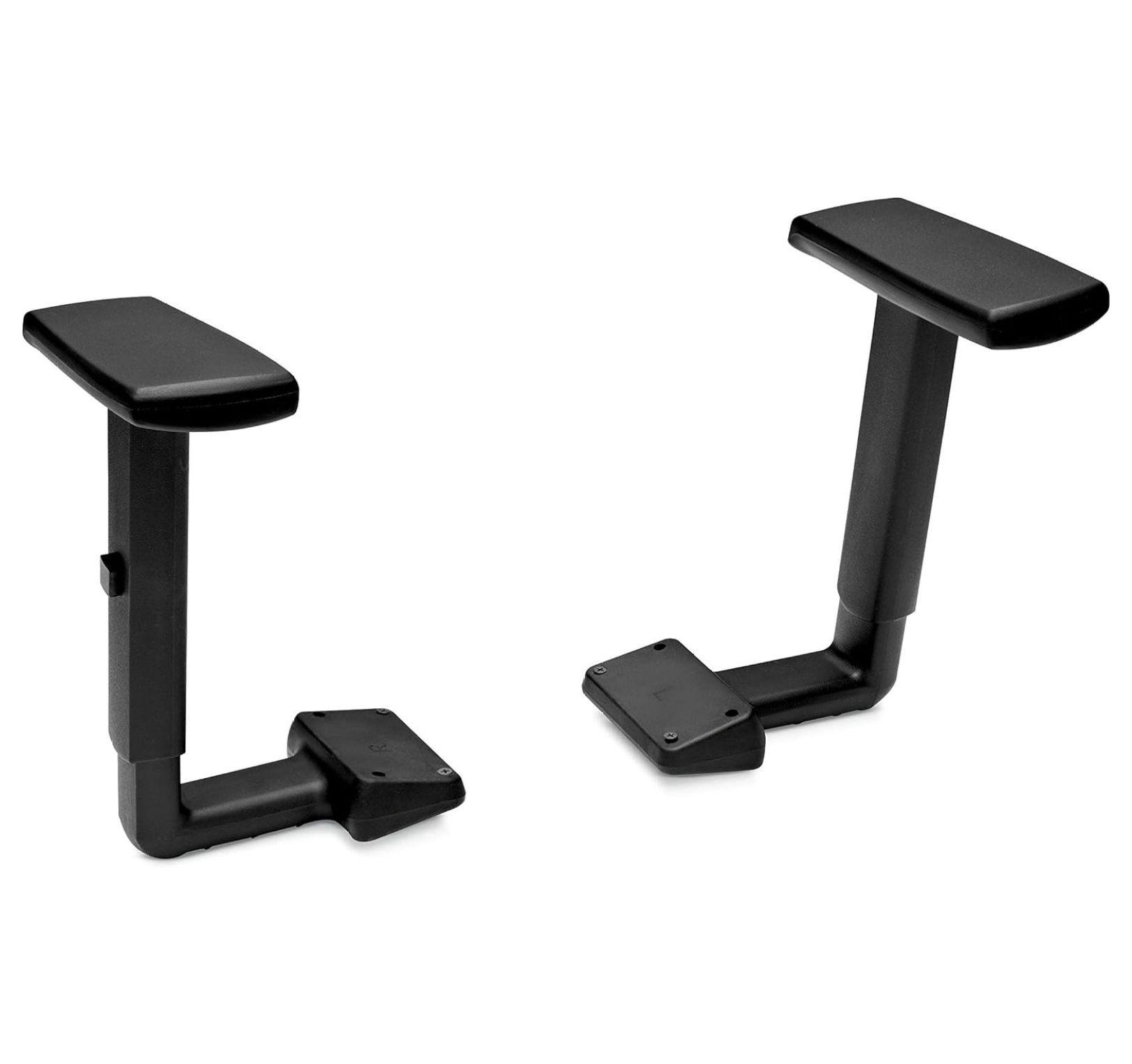 Adjustable Black T-Armrest Pair for Task Chairs, Molded Polyurethane