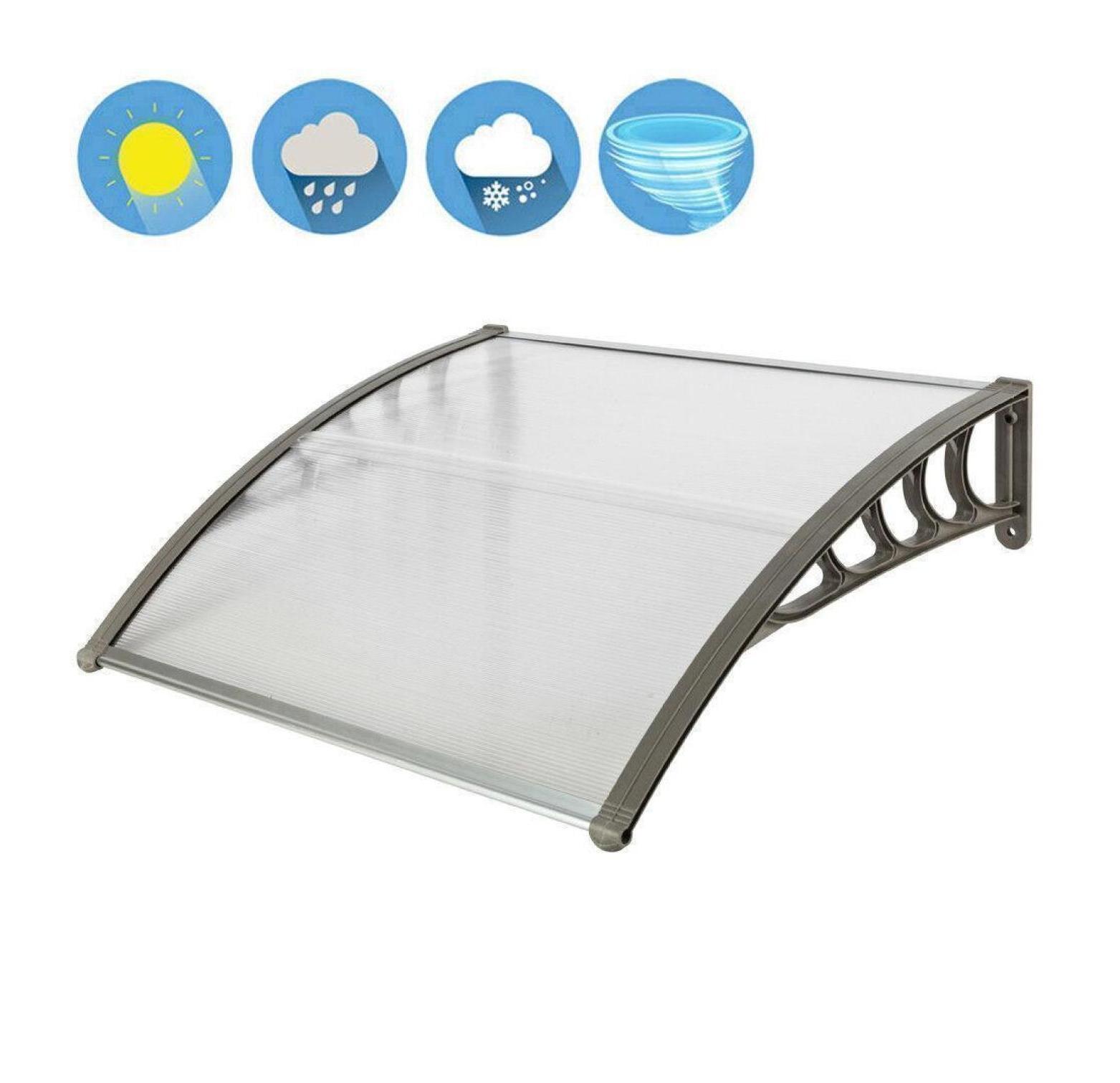 40" x 40" Door Window Awning Exterior, Polycarbonate Cover Entry Door Outdoor Patio Awning Canopy, Front Door Overhang Awning for Sun Shutter, UV, Rain and Snow Protection, Hollow Sheet (Clear Board)