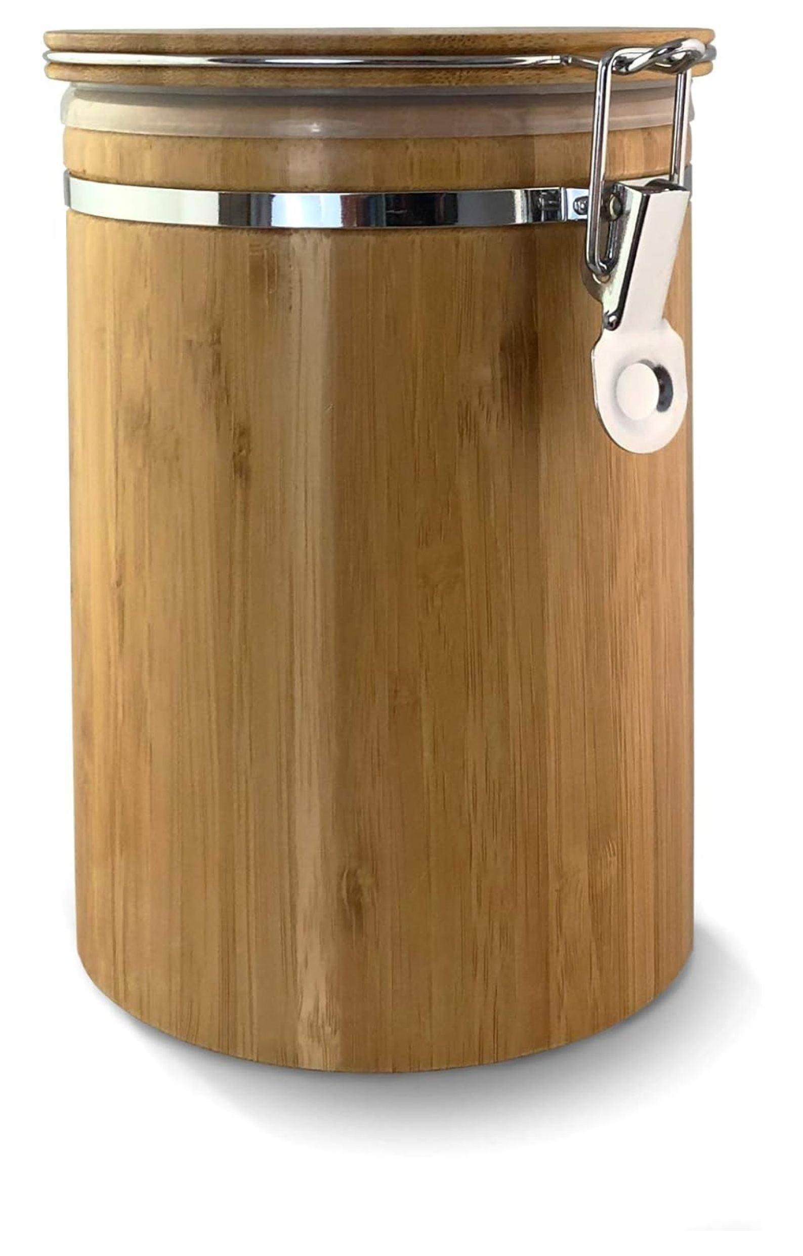 Large Natural Bamboo Airtight Food Storage Canister with Twist Lock Lid