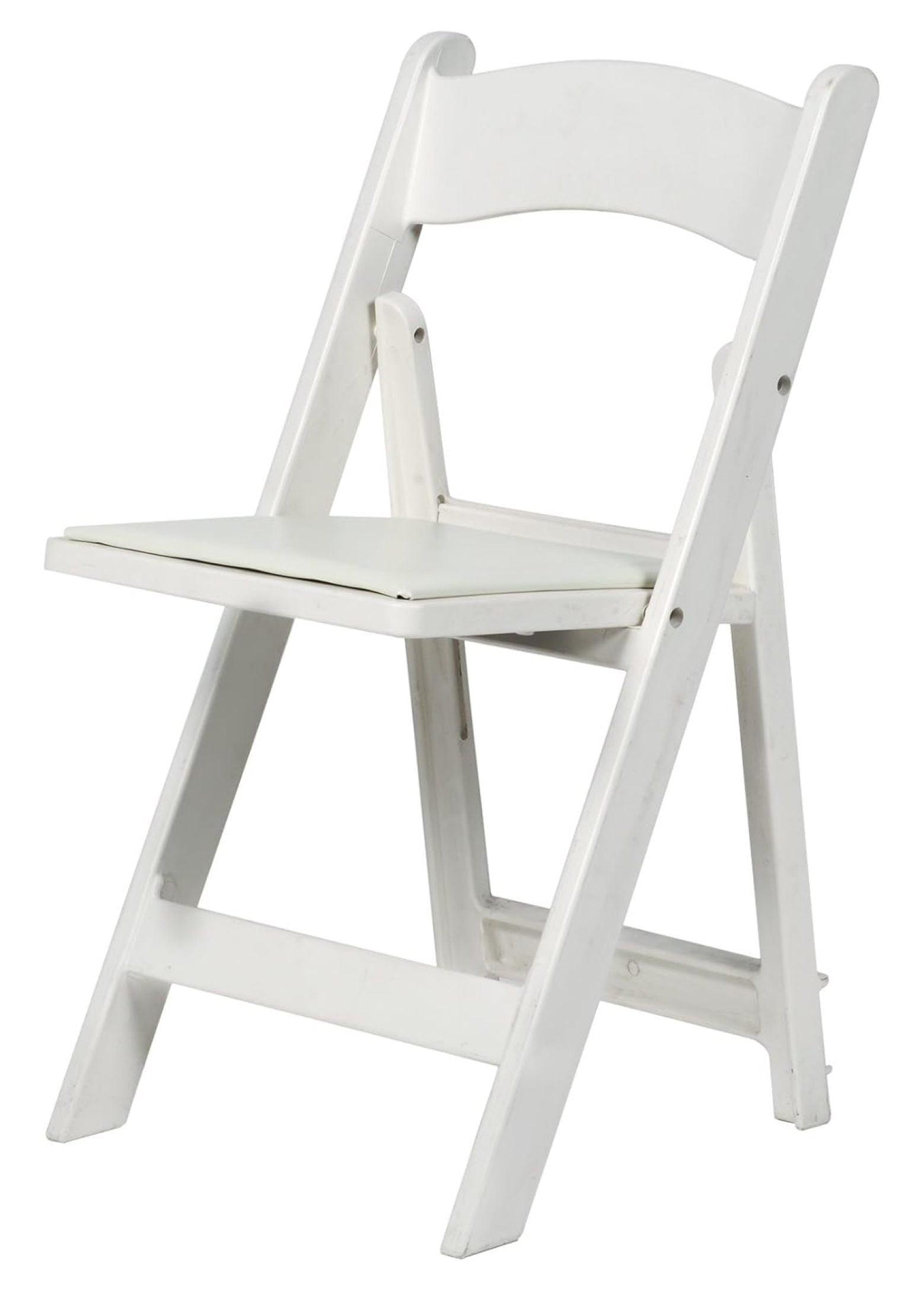 White Resin Folding Chair with Padded Seat