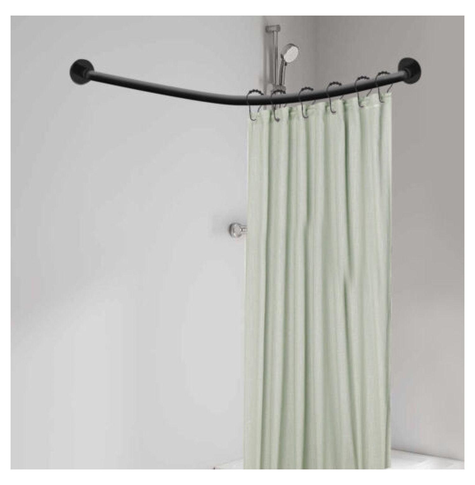 Adjustable Black Stainless Steel L-Shaped Shower Curtain Rod