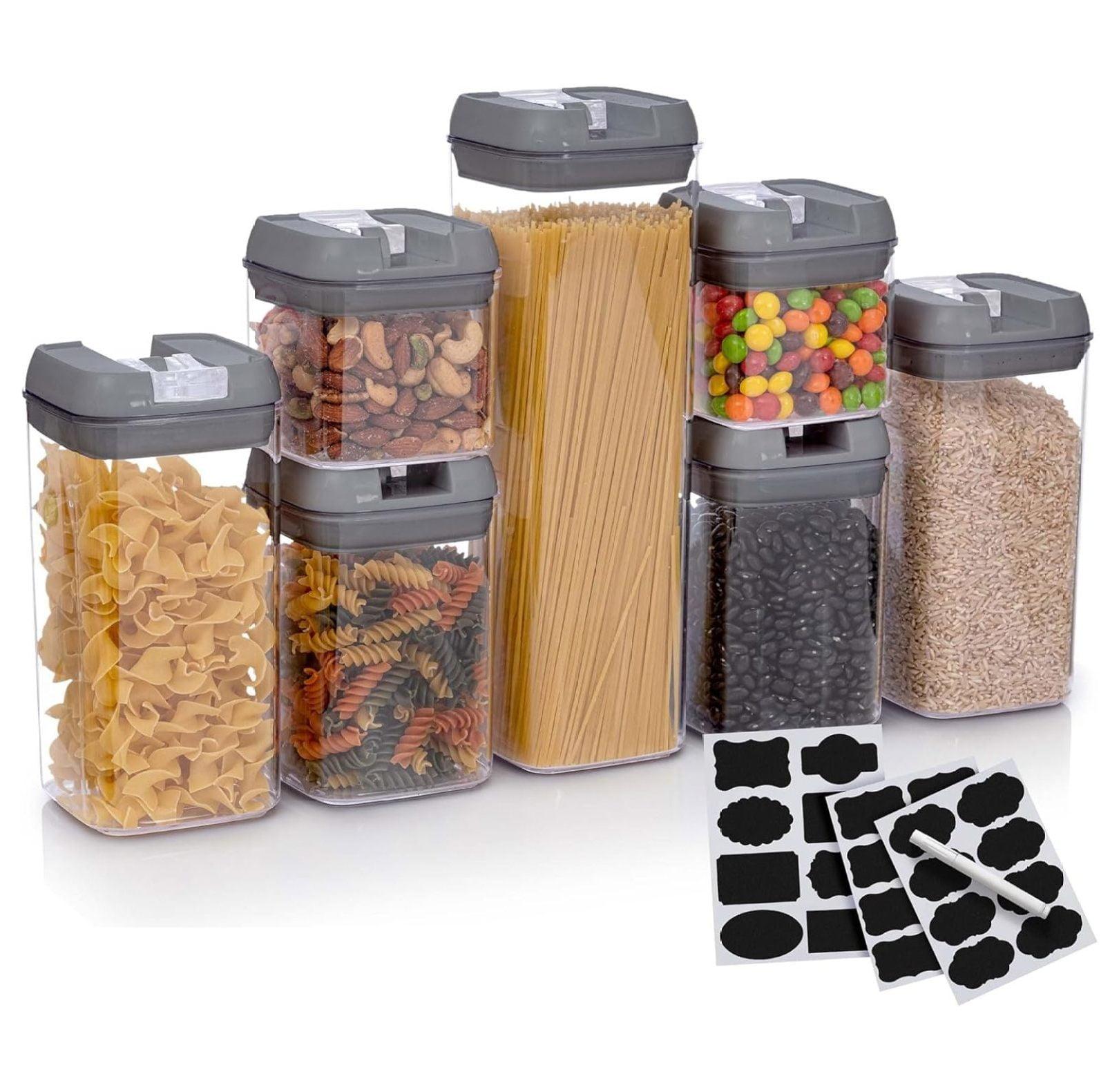 Cheer Collection Airtight Food Storage Containers, Set of 7 (Gray)