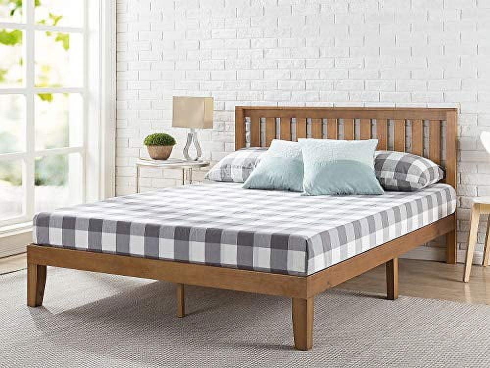 Rustic Pine Full Wood Platform Bed Frame with Headboard