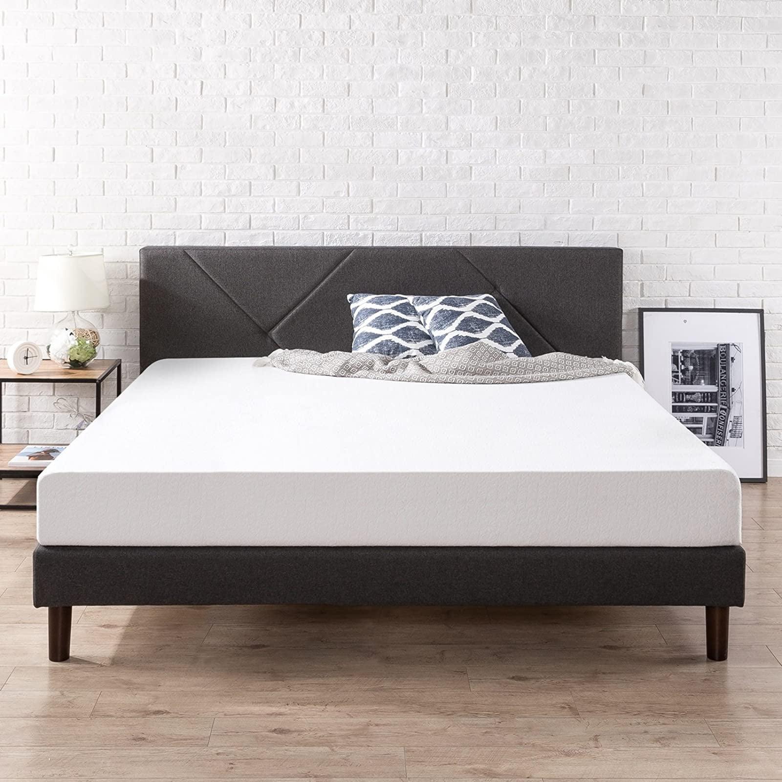 King Judy Upholstered Platform Bed Frame Gray - Zinus: Modern Style, No Box Spring Needed, 5-Year Warranty