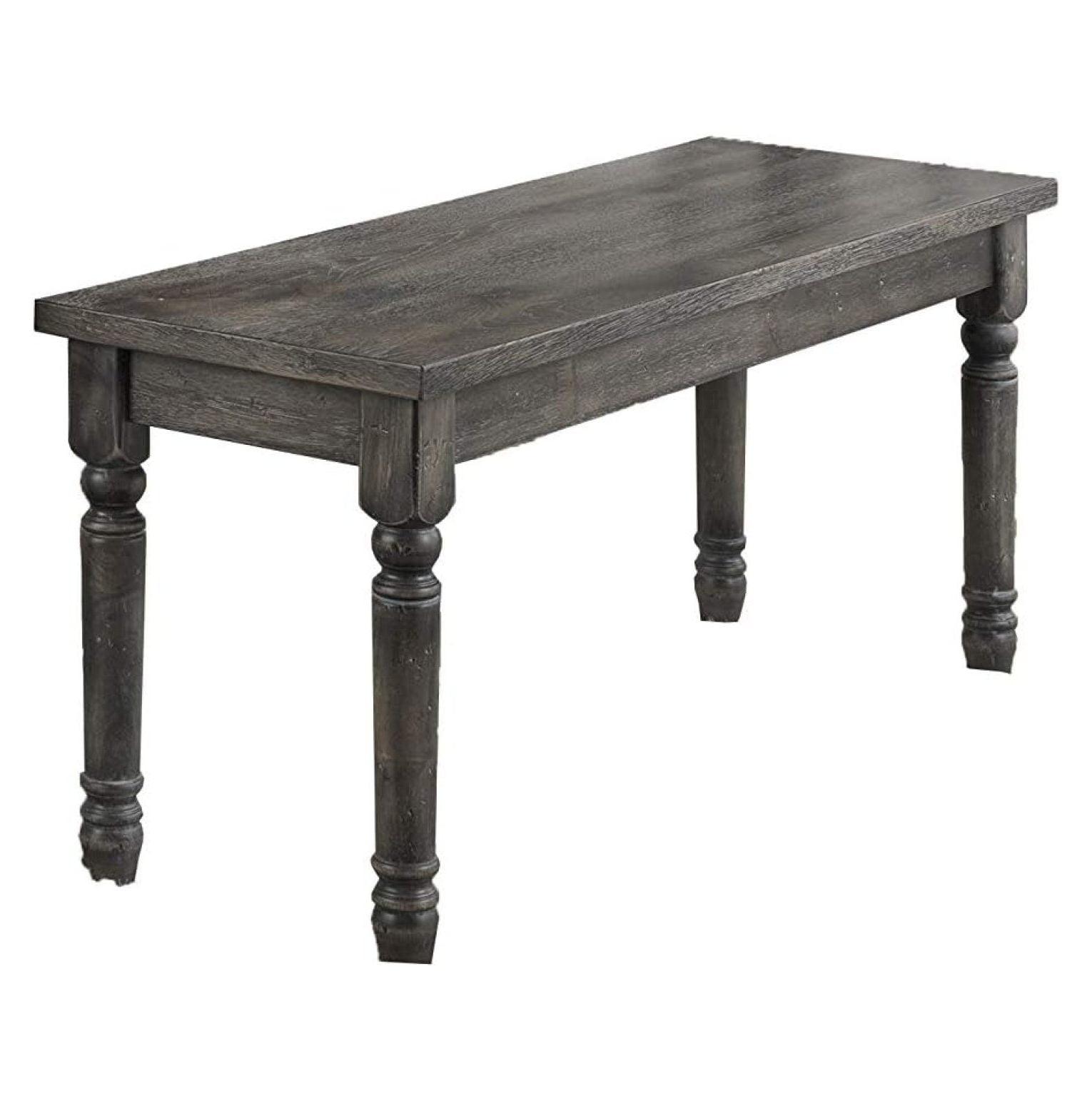 Weathered Gray 40" Backless Dining Bench with Spindle Legs