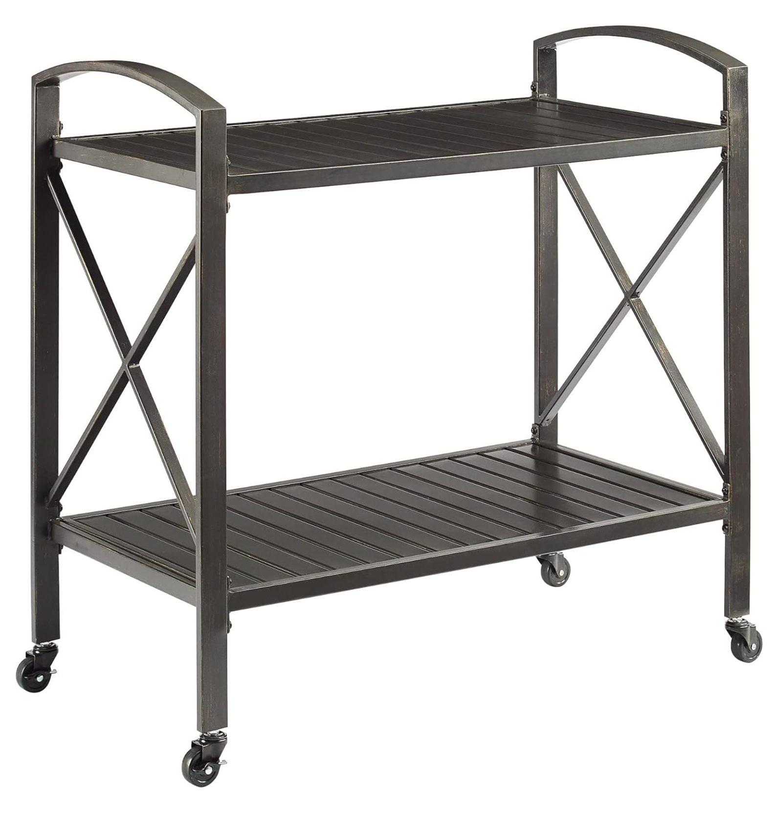 Kaplan 40" Oil Rubbed Bronze Outdoor Metal Bar Cart with Storage