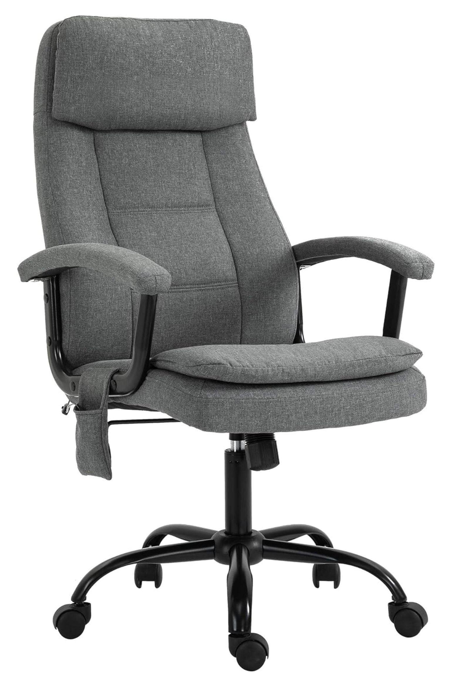 Gray Executive Swivel Office Chair with Fixed Arms