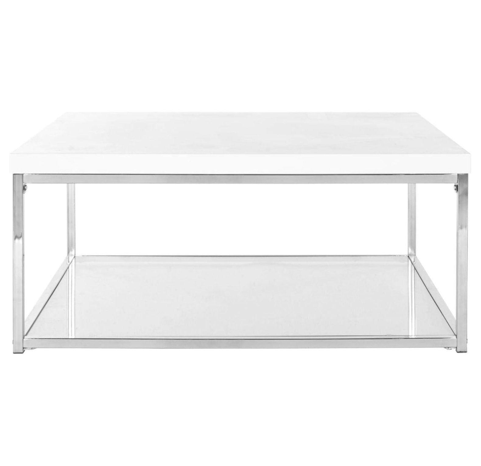 Malone High Gloss Coffee Table - White/Chrome - Safavieh.