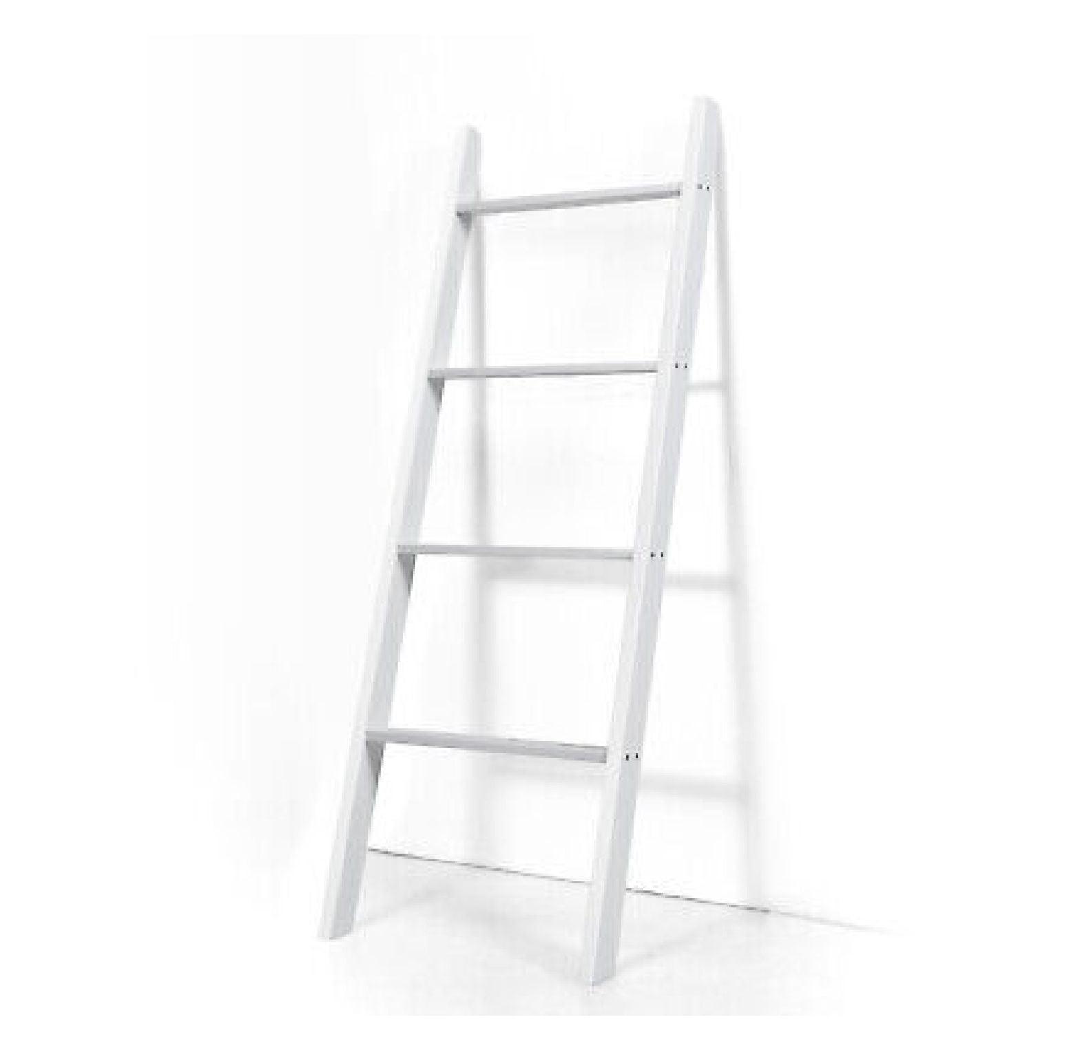 White Pine Wood 4-Tier Wall Leaning Blanket Ladder