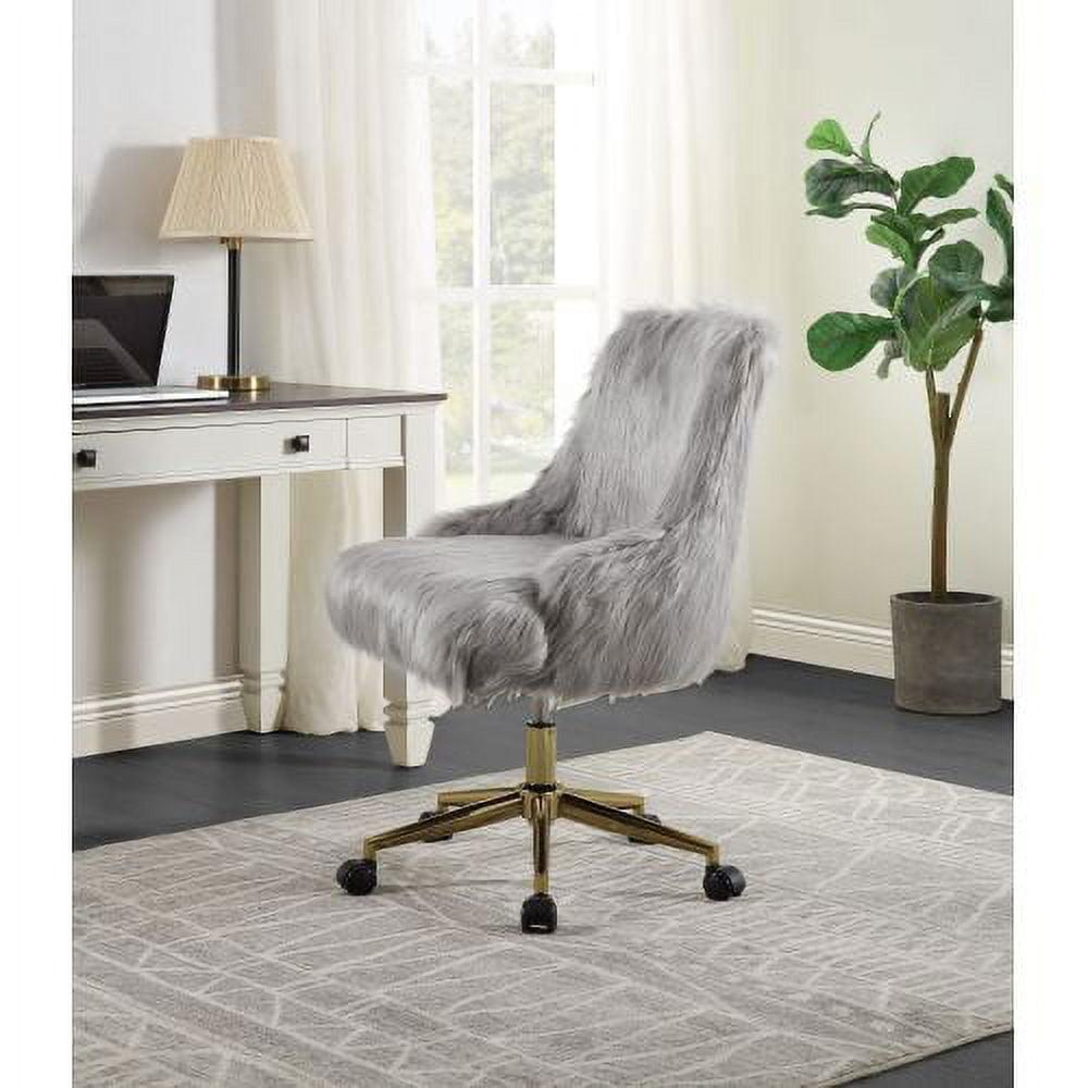 Modern Gray Fabric Mesh Office Chair with Swivel Base and Fixed Arms