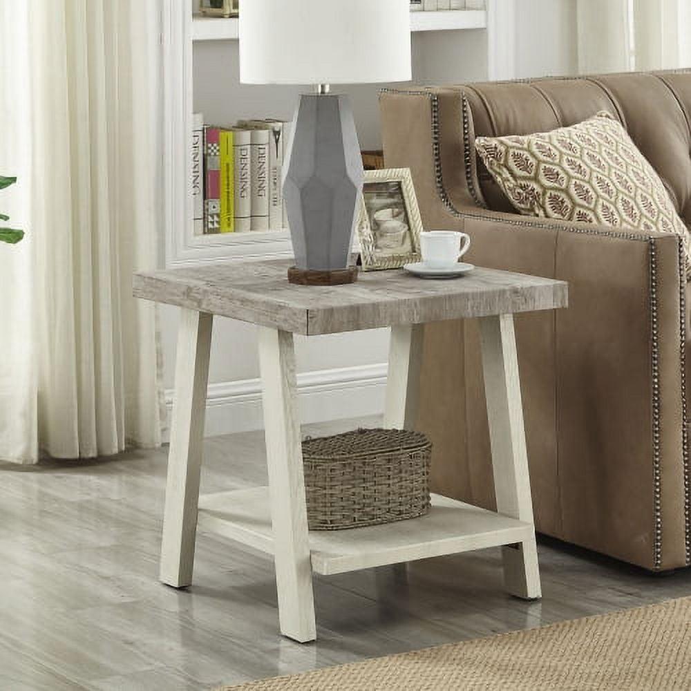 Athens 22" Contemporary Two-Tone Wooden End Table in Gray and Beige