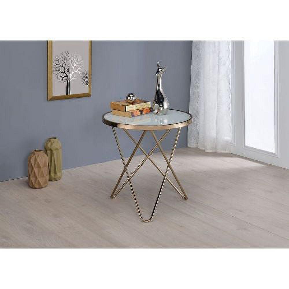 Valora Champagne & Black Glass Round Metal End Table