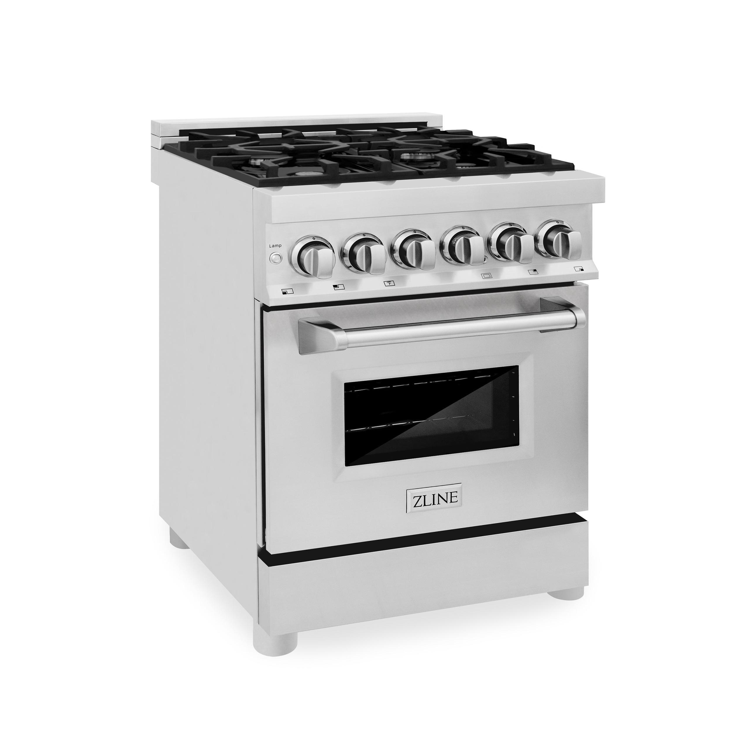 ZLINE 24" 2.8 cu. ft. Dual Fuel Range with Gas Stove and Electric Oven in Stainless Steel and Black Matte Door (RA-BLM-24)