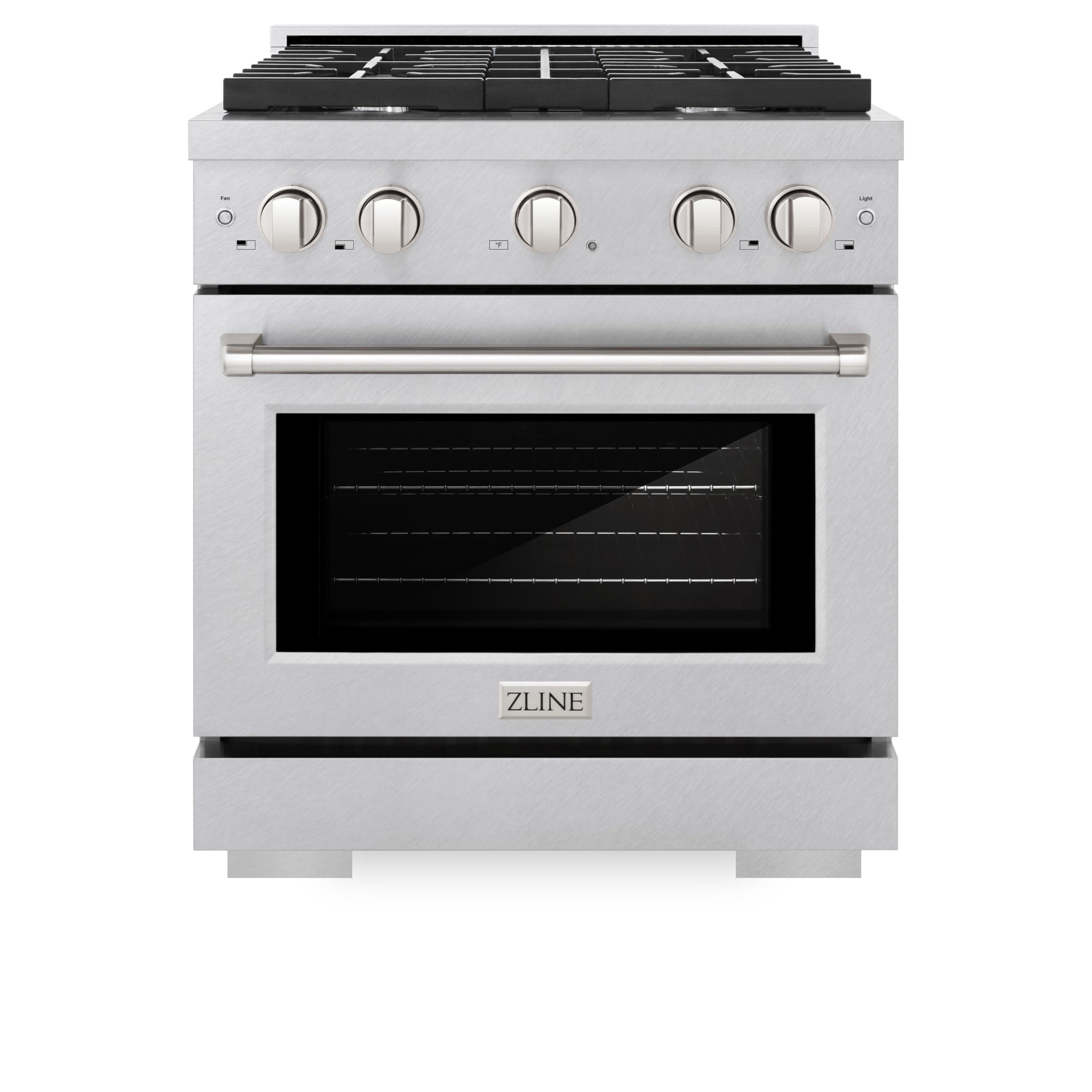 ZLINE Satin ZLINE 30 in. Paramount Gas Range w/ 4 Burners & Convection Oven w/ Door SGRS-30