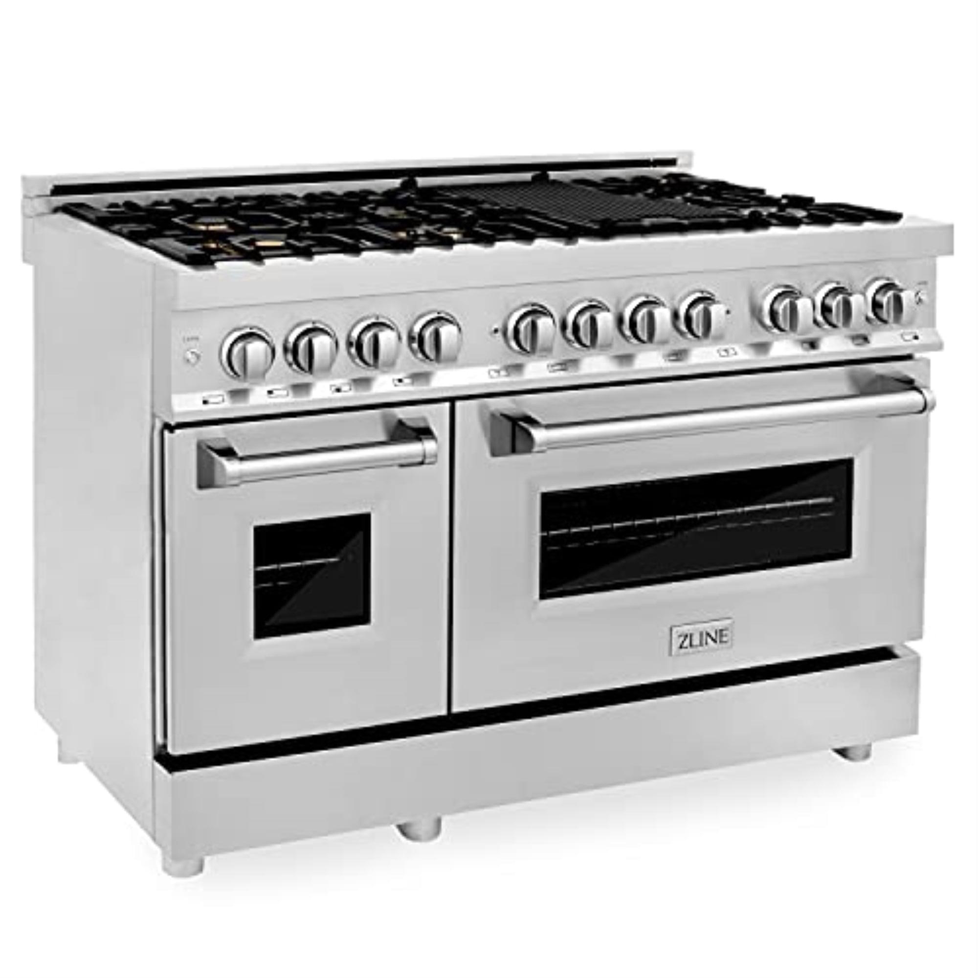 ZLINE 48 in. 6.0 cu. ft. Legacy Dual Fuel Range W/ 7 Burner Gas Cooktop & 2 Electric Ovens in Stainless Steel (RA48)
