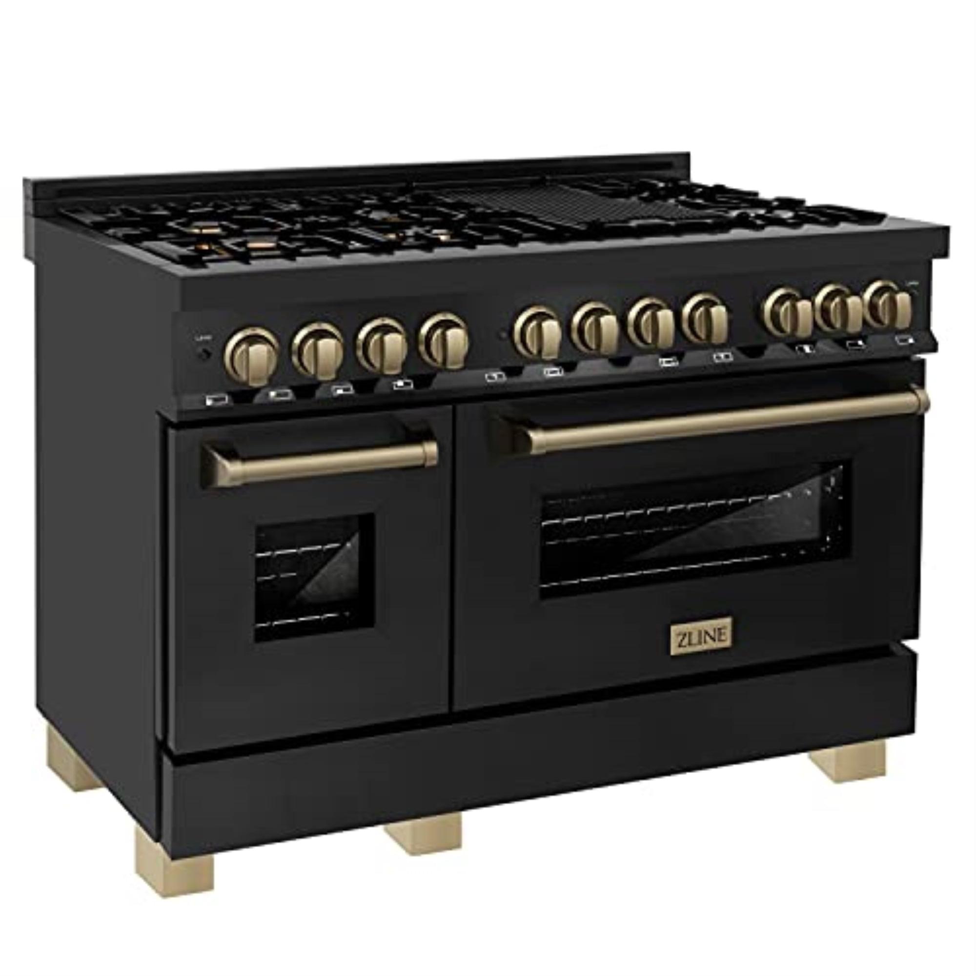 ZLINE Autograph 48" Legacy Dual Fuel Range in Black Stainless Steel