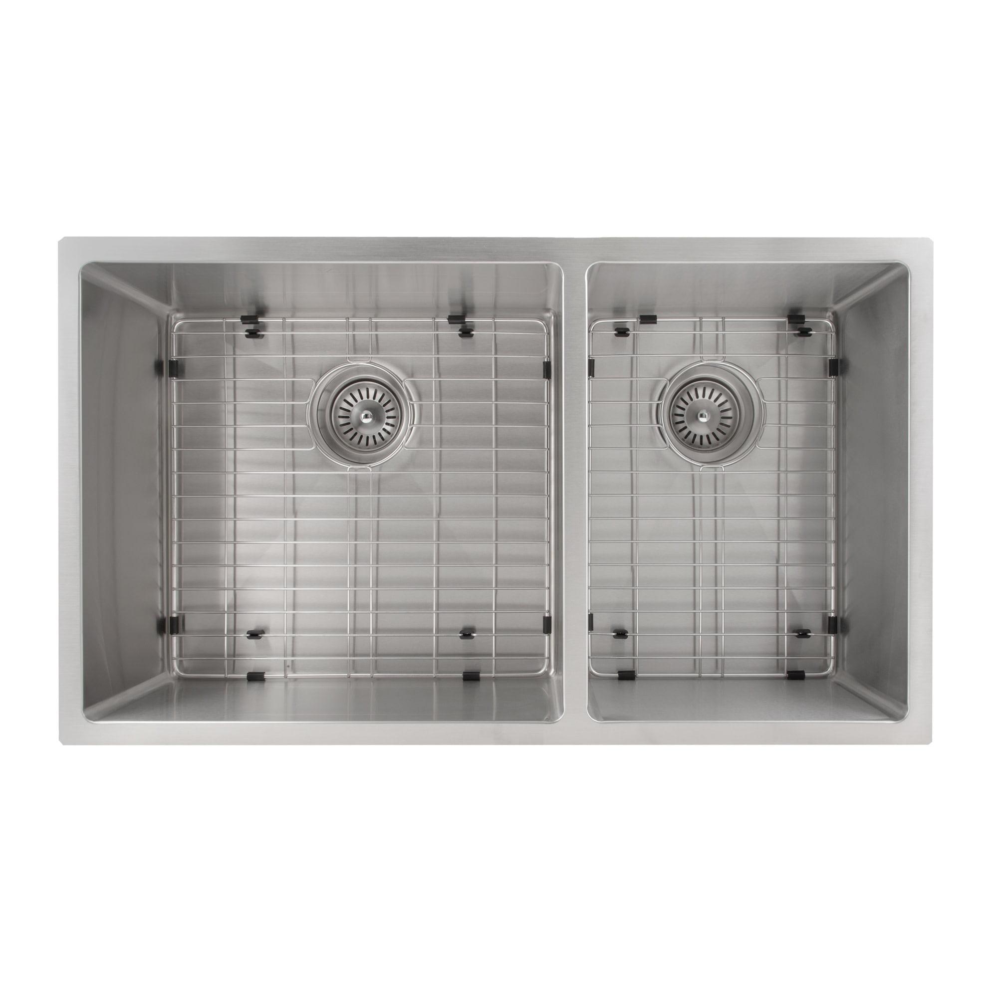 ZLINE SR60D-33 ZLINE 33 in. Chamonix Undermount Double Bowl Stainless Steel Kitchen Sink W/ Bottom Grid (SR60D-33)