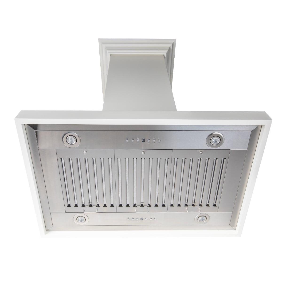 ZLINE 36 in. Wooden Island Mount Range Hood in White - Includes Motor