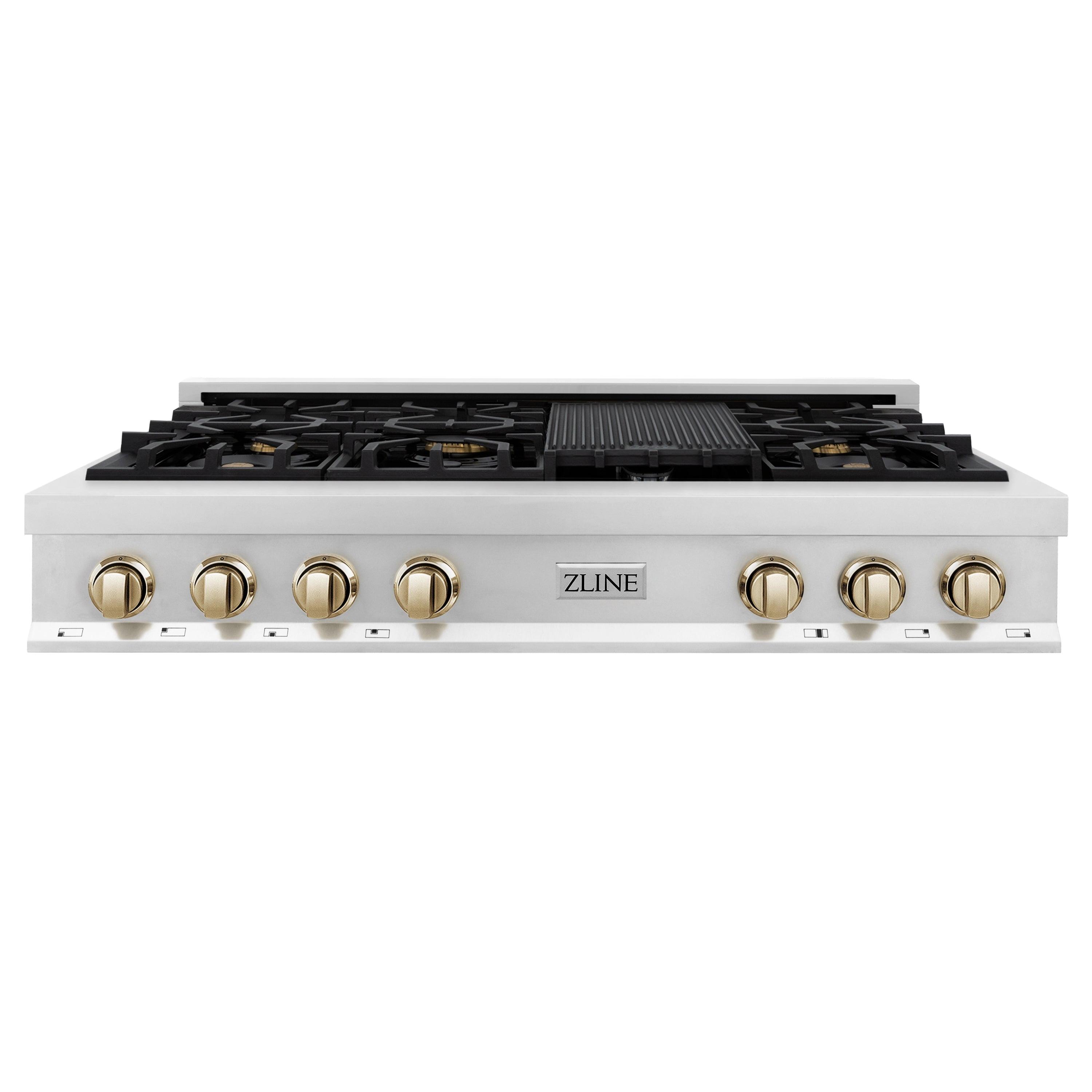 ZLINE 48" Stainless Steel Gas Cooktop with 7 Burners