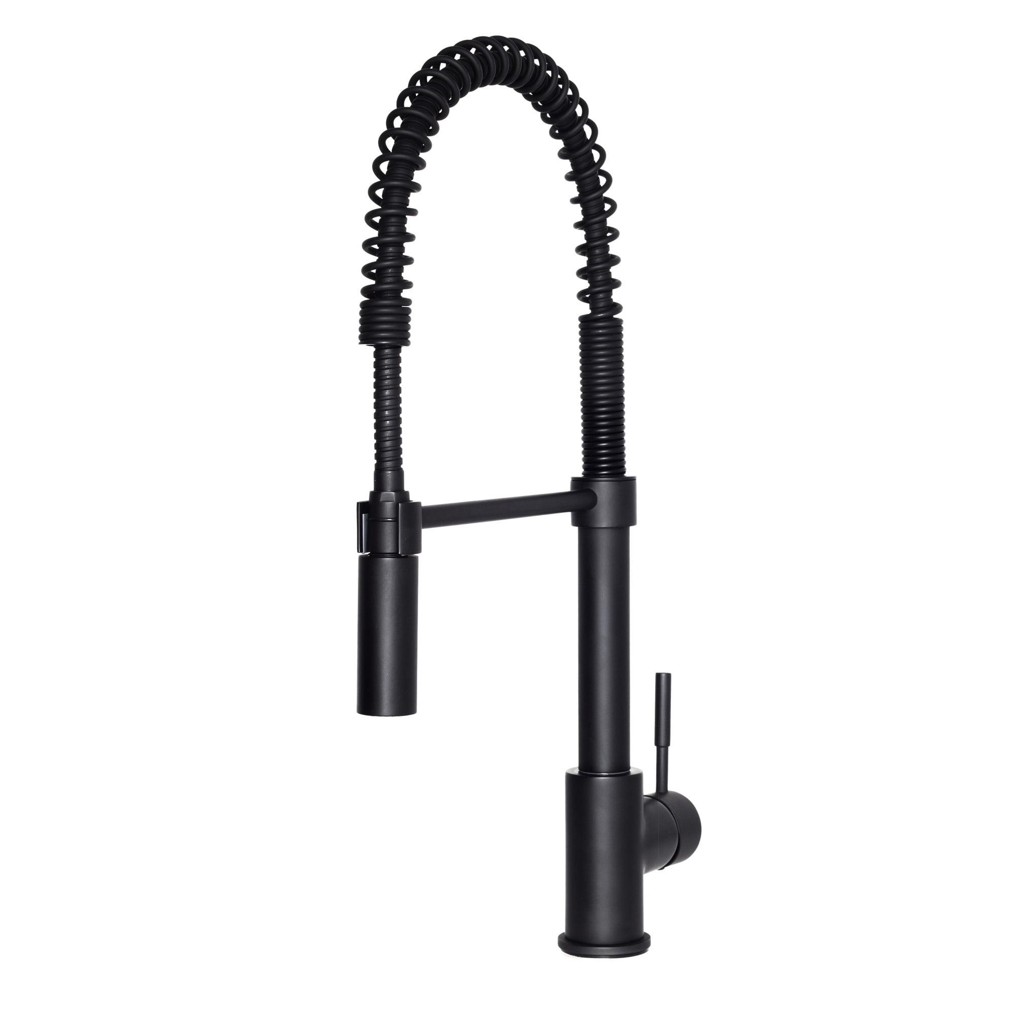 Matte Black Brass Kitchen Faucet with Pull-out Spray