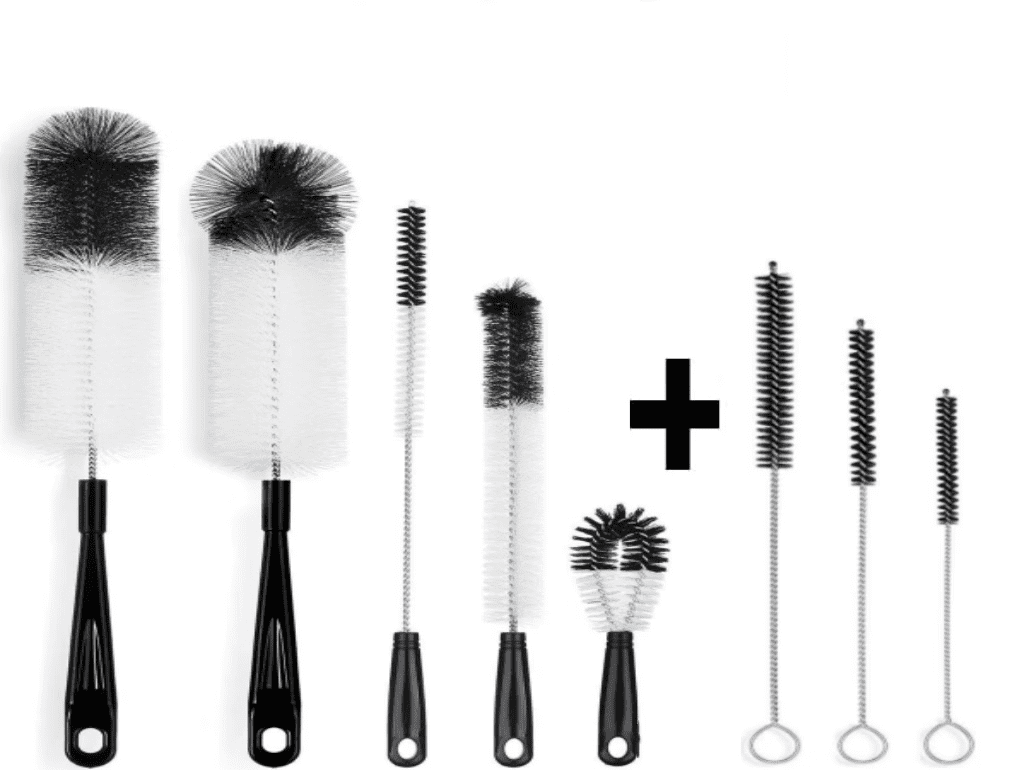 ZOUYUE 8 Pcs Bottle Cleaning Brush Set Long Handle Black Bottle Cleaner Sturdy Food Grade for Cleaning Baby Bottles Sports Water Bottles Flask
