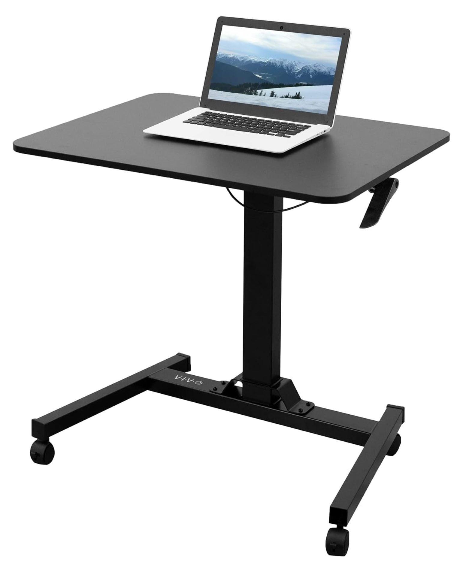 Black Adjustable Height Steel Mobile Presentation Cart