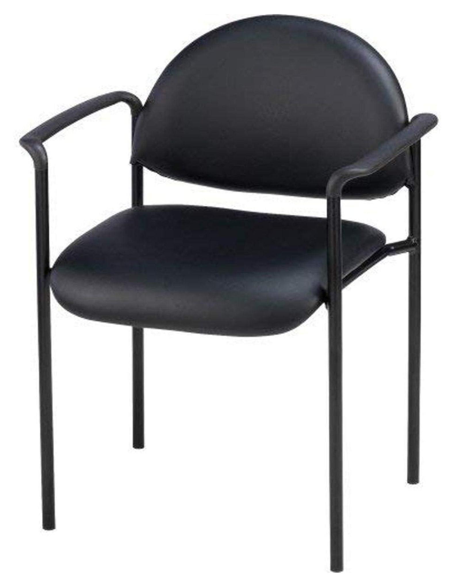 Modern Black Vinyl and Metal Stackable Reception Chair