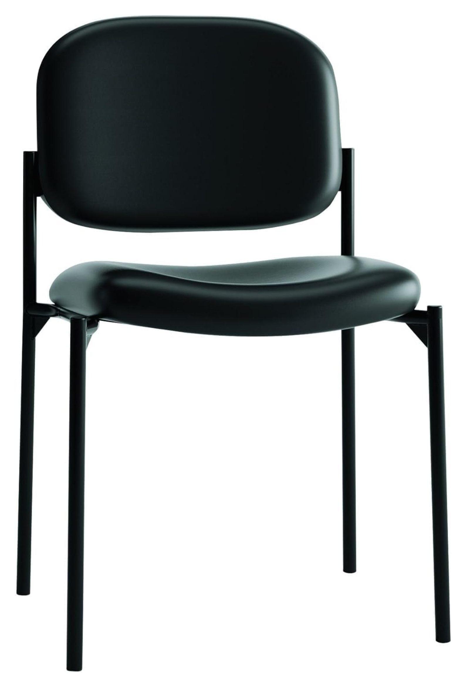 Black Armless Leather Reception Stacking Chair