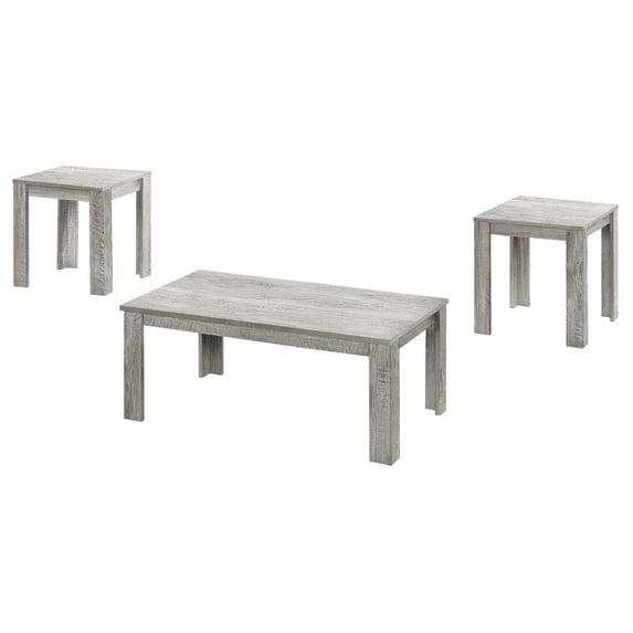 Monarch Specialties Table Set 3Pcs Set Coffee End Side Accent Living Room Laminate Grey Transitional