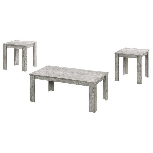 Monarch Specialties Table Set 3Pcs Set Coffee End Side Accent Living Room Laminate Grey Transitional