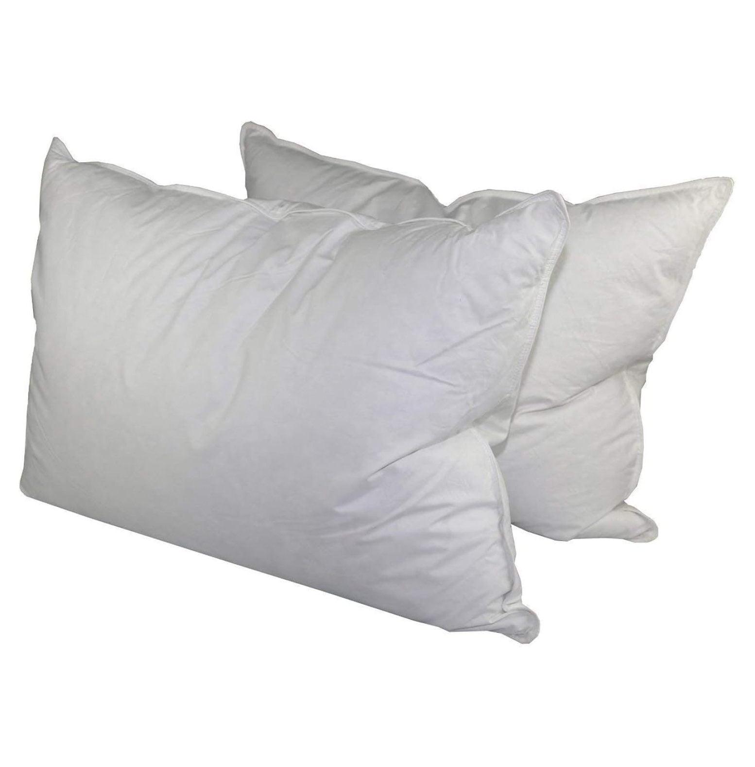 King Size White Feather and Down Bed Pillow Set