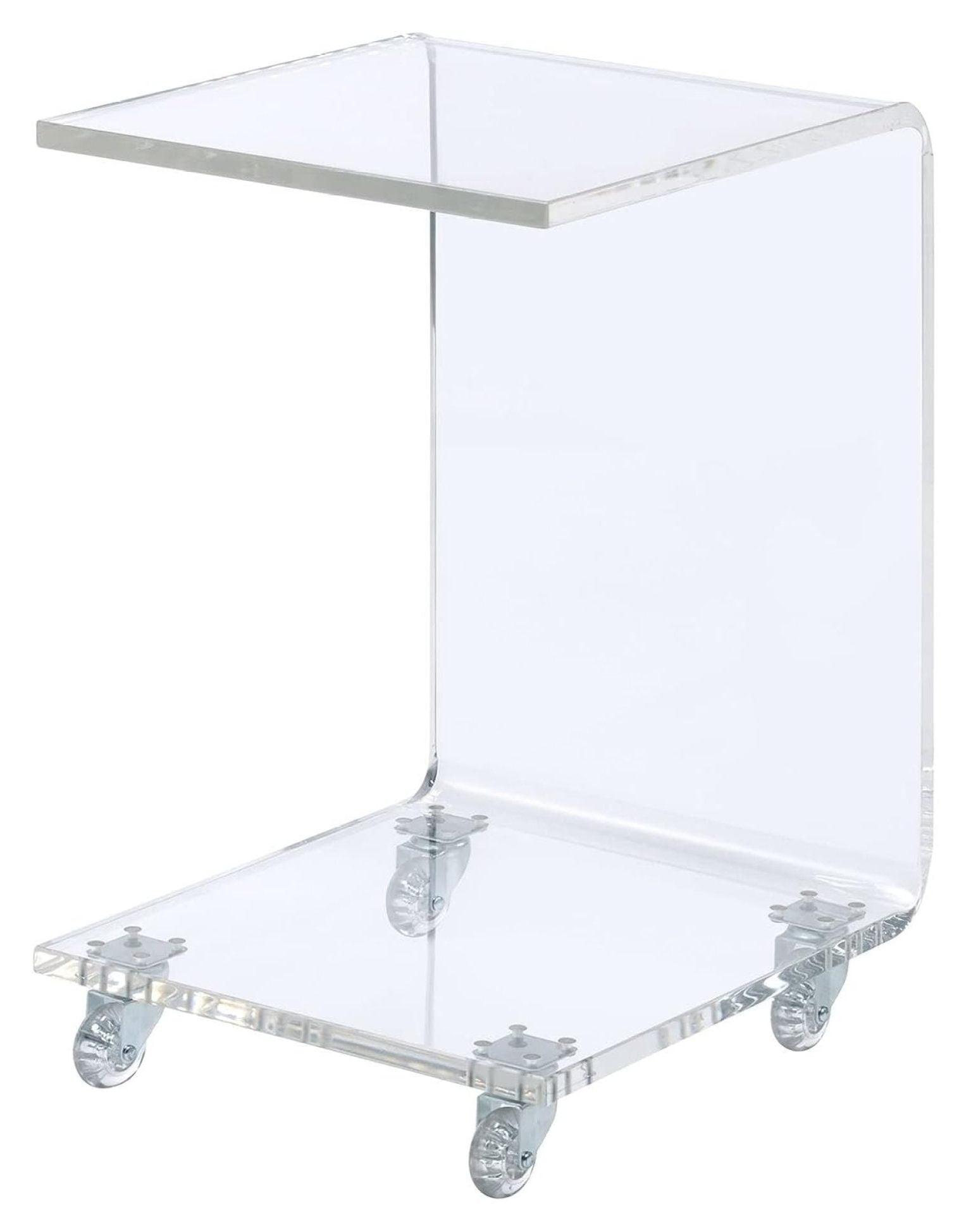 Clear Acrylic Rectangular Snack Table with Removable Casters